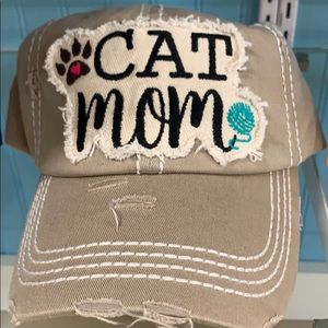 Cat Mom cap, tan color, brand new